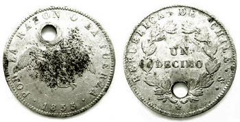 1855 Un Decimo,Chile