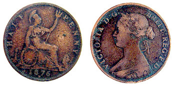 1876 Half Penny, Britain