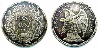 1932 Un Peso,Chile
