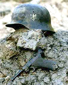 German M-40 Helmet and P.08 Luger Pistol