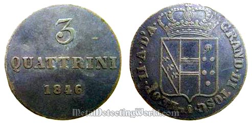 Italian 1846 3 Quattrini Coin