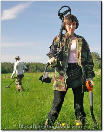 Girl Irina Metal Detecting