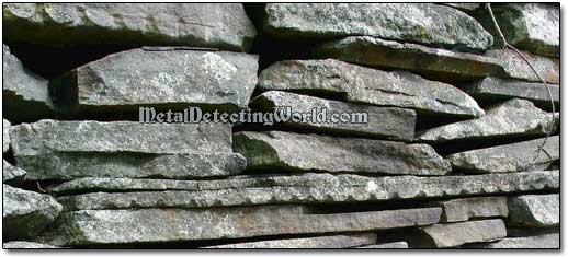 Quarried Blue Stones in the Wall at Close Look