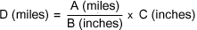Formula for calculating ground distance expressed in miles