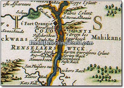 1651 Map of Albany and Rensselaer Counties in New York