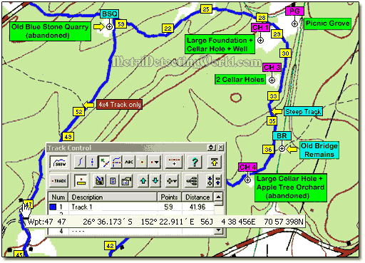 Example of Track Shown on Map in OziExplorer