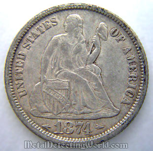 1874 Seated Liberty Dime