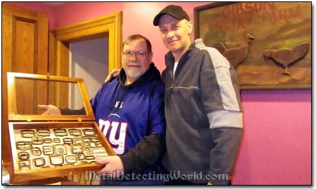Tim Showing Me His Colonial Belt and Shoe Buckle Collection Display
