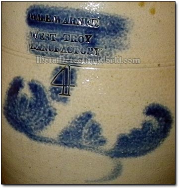 Cobalt Blue Glazed Pattern with Maker's Stamp or Mark