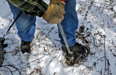 Trying To Dig Frozen Ground at Target Spot