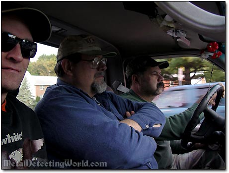 Sergei, Tim and Primo on the Way To Metal Detecting Site, February 2005