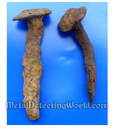 Two Hand-Wrought Square Nails To Be Used in Testing Reactivity Settings