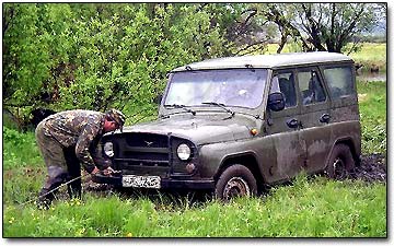Attaching the Winch Cable to Off-Road Vehicle
