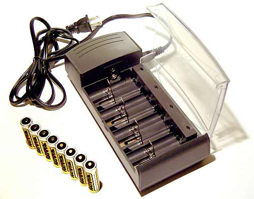 8-Cell Battery Charger Allows To Charge AA, AAA, C, and D Types of Batteries