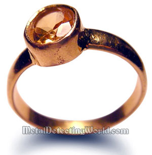Gold Ring with Topaz Gemstone Found with a Metal Detector