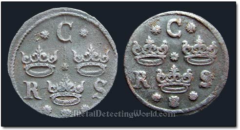 Obverse Designs of 1/4 Ore Swedish Coins