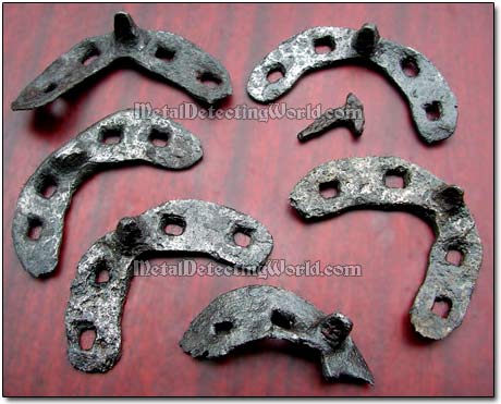 Medieval Horseshoes After Being Cleaned with Electrolysis