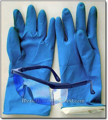 Protective Heavy Duty Rubber Gloves and Safety Glasses