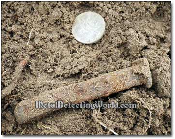 Excavated Coin and Iron Nail
