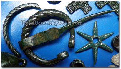 Medieval Penannular Brooch Fibula and Six-Pointed Spur Rowel