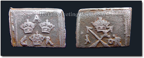 Swedish Rectangular (Clippe or Klippingar) 1625 1 re Coin of King Gustav II Adolf
