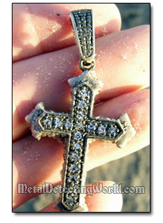 Dry Beach Find Silver Crucifix with Sapphires