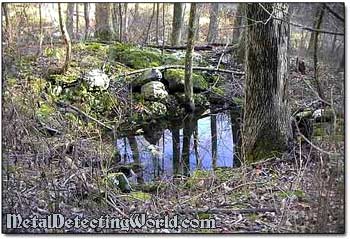 Remains of Cellar Hole in Upstate New York Forest