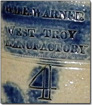 Stoneware Maker's Stamp - WM.E. Warner, West Troy Manufactury